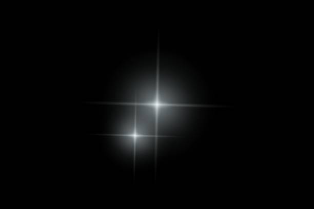 istock Silver sparkle lights, flashing lights, light effects, sunlight lens flare, glowing ray beams, sparkling starsicon on black background. 2180360071