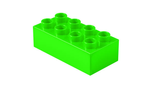 istock Neon Green Plastic Toy Block Isolated on a White Background. 2180360282