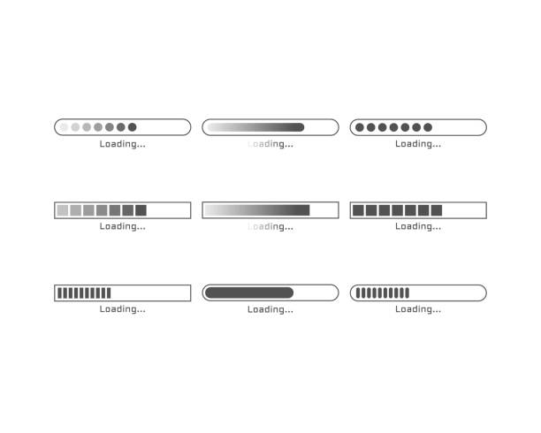 istock Collection Loading bar status icon. Vector illustration. Set of vector loaded icons. Download progress. Donload or Upload. 2180360592