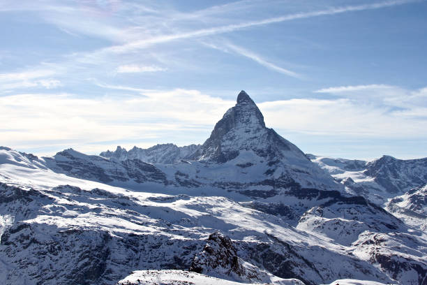 istock The snowy Matterhorn under blue skies 2180368093