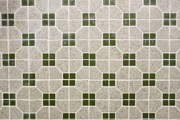 Old style Mosaic Tiles with pattern design in Tea restaurant, hong kong