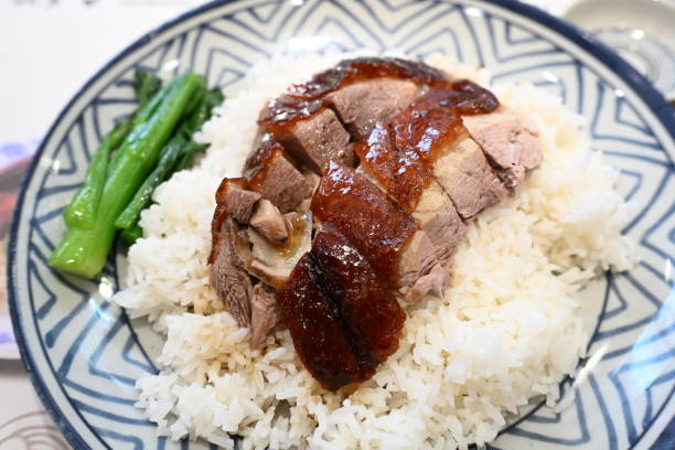 Roasted Goose, duck, food, rice