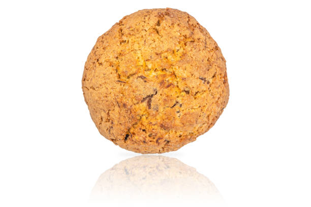 Oatmeat biscuits. Homemade gluten free oatmeal cookies isolated on white background