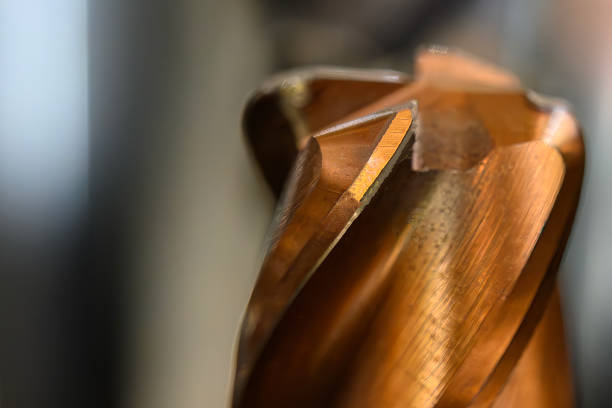 Close-up scene the wear cutter bull nose end mill tools. The  cutting  tool for machining center.