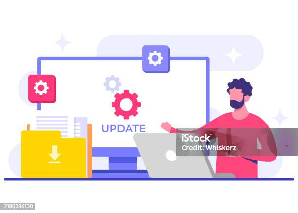 Software Engineer Updates Operating System Software Update Flat Vector ...