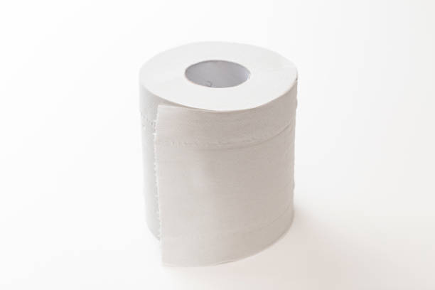 Toilet paper on white background