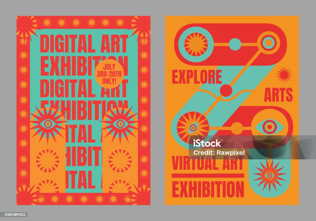 Poster Graphics Text Colorful Psychedelic Digital Art Exhibition Posters With Bold Text And ...