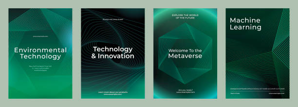 stockillustraties, clipart, cartoons en iconen met green technology posters vector. - groene technologie
