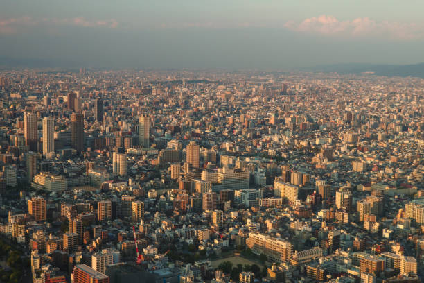 Residential and business district in Tokyo, Japan