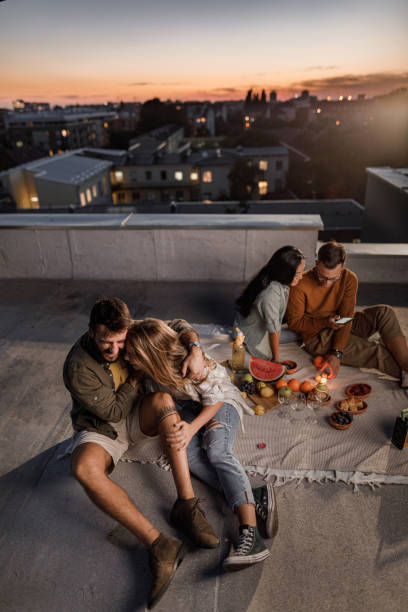 istock Picnic on a roof at dusk! 2180414117