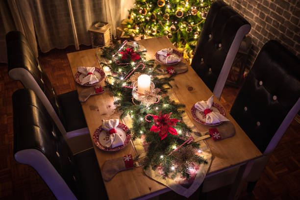istock Elegant table setting for Christmas party 2180431514