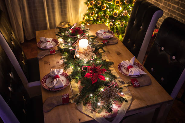 istock Elegant table setting for Christmas party 2180431515