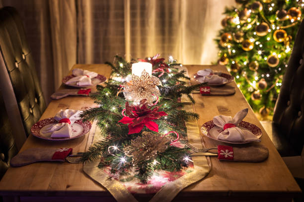 istock Elegant table setting for Christmas party 2180431536
