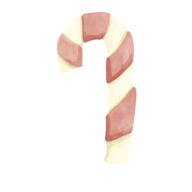 istock Watercolor Lollipop Red and White Candy Hook. Digital Illustration Easy to Use in Printing and Web. Winter Holiday Attribute 2180434041