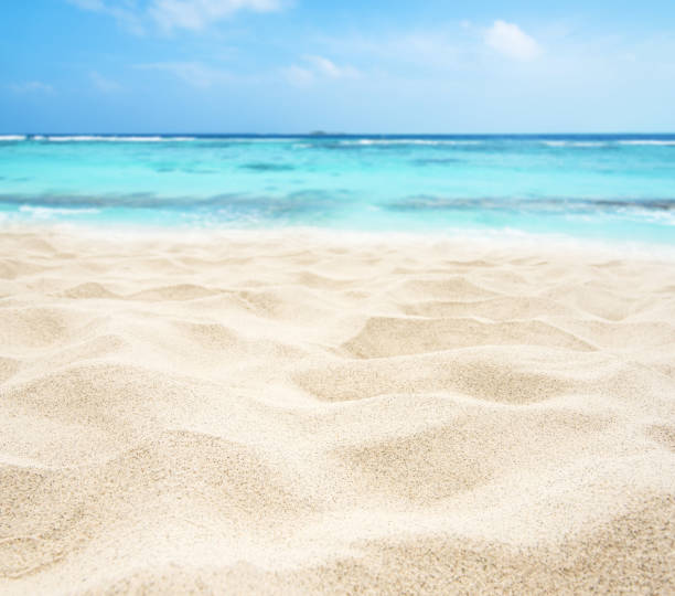 istock Tropical beach sand with turquoise sea and sunny blue sky background 2180442621