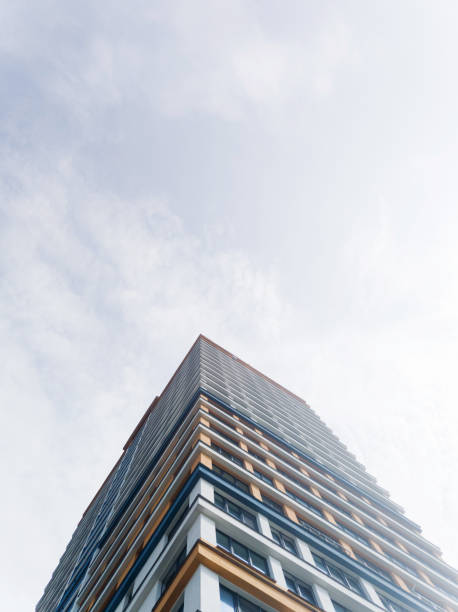 istock Bottom view of modern residential building 2180443037