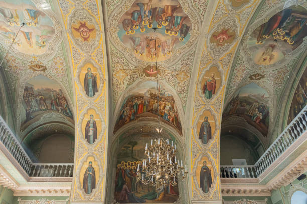 Kazan, Russia August 28 2024. Inside the Annunciation Cathedral is operational Orthodox church in Kazan Kremlin. Interior of church