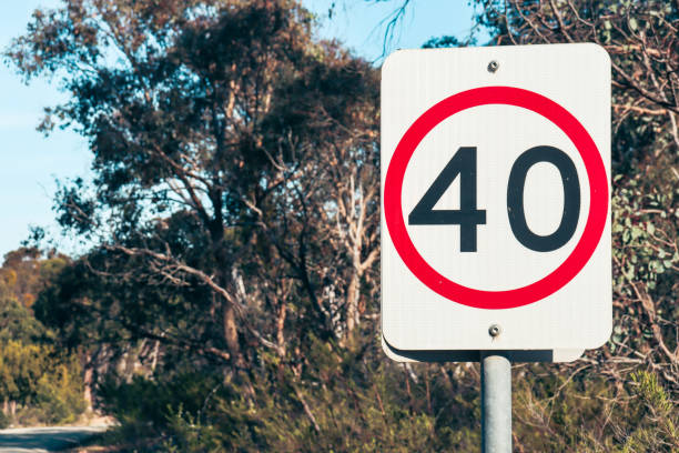 istock 40 kmh speed limit sign in australian bushland 2180445381