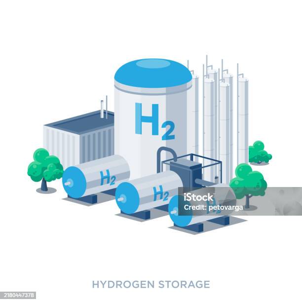 H2 Storage Vector Hydrogen Storage Tanks Facility Stock Illustration - Download Image Now ...