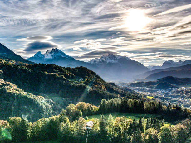 Summerevening over Berchtesgaden and Mt. Watzmann