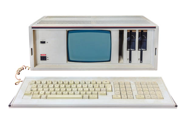 istock Vintage eighties portable desktop computer with crt display 2180456851