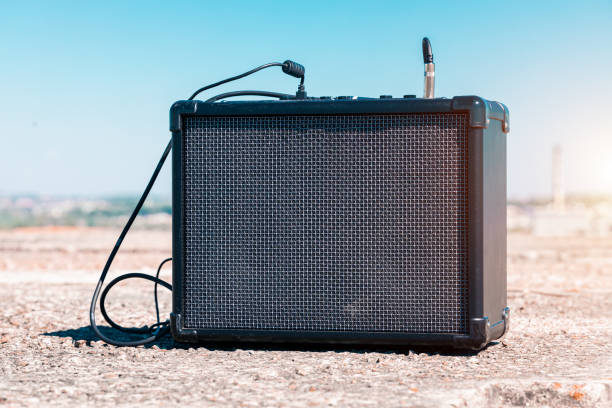 amplifier dynamic speaker music equipment device for instrument life style hobby wallpaper background concept with sun light effect