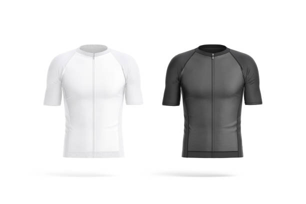 Blank black and white cycling zip jersey mockup, front view