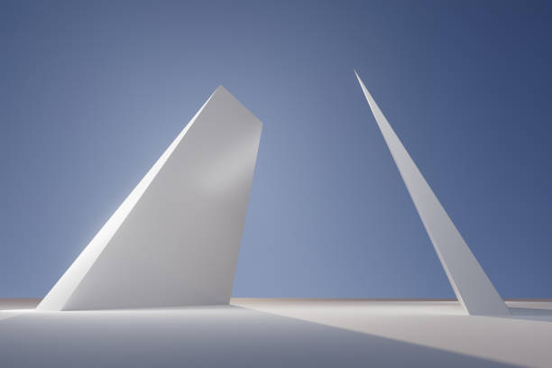 3d render illustration Two white pillars are standing next to each other in a blue sky.
