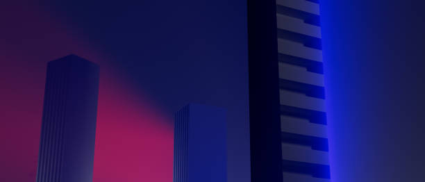 istock 3d render illustration A city skyline with a tall building in the background 2180481242