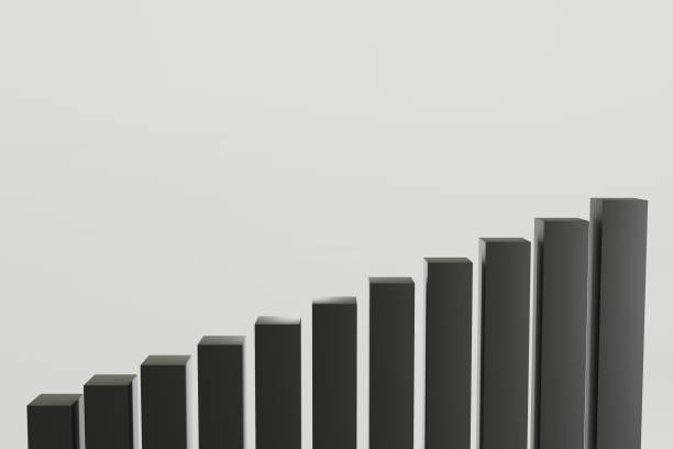 istock 3d render A series of black bars are lined up in a row 2180481309
