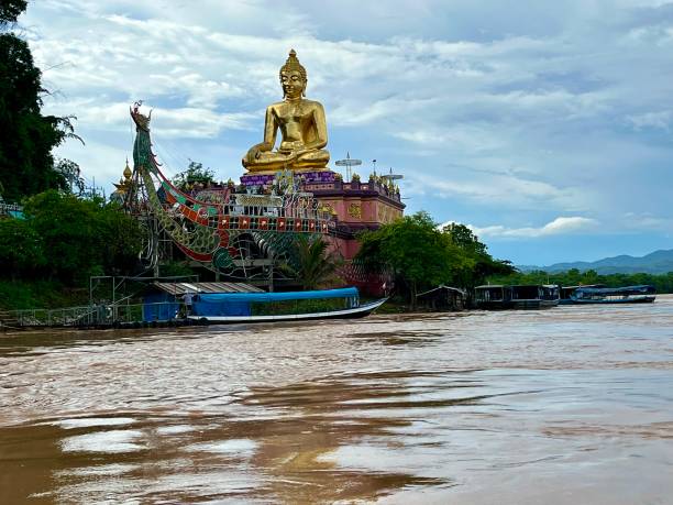Thailand - Chiang Rai - Golden Triangle - Thailand side. The Golden Triangle is the region where the borders of Thailand, Laos and Myanmar (Burma) meet at the Ruak and Mekong rivers