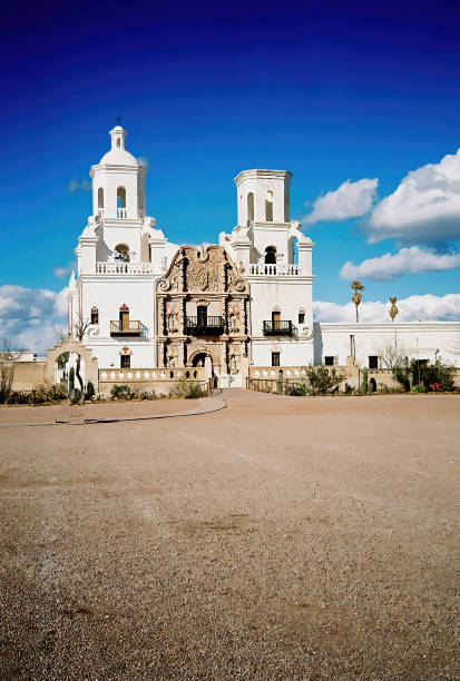 Film Image of Spanish mission San Xavier del Bac started in 1692 by Spanish missionaries in the Americas