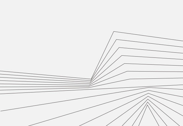 ilustrații de stoc cu model de clădire abstract alb-negru model de structură de linie fundal - arhitect