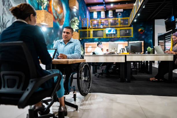 istock Young man in a job interview at the office 2180505445