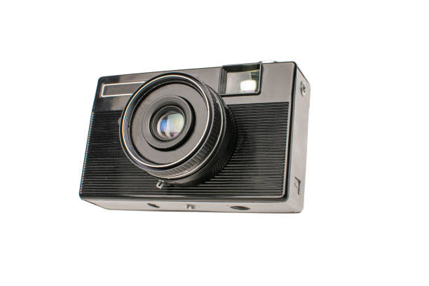 istock ** Vintage Black Camera Isolated on White Background with Retro Design Elements 2180506872