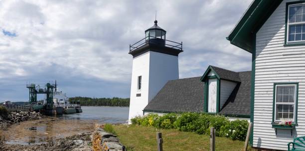 istock Car ferry at Grindle Point Lighthouse 2180513477