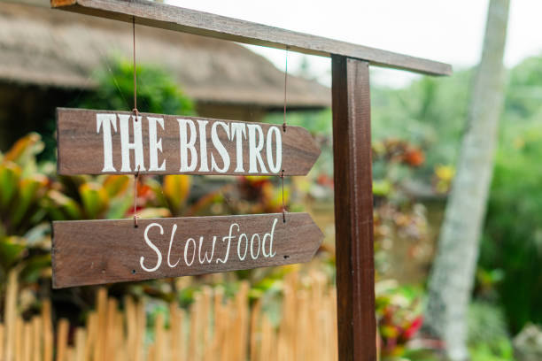 istock The Bistro Slow food Sign in Tropical Setting 2180521866