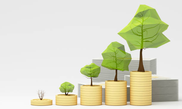 istock Trees growing in ascending sizes from stacked coins, representing gradual financial growth and sustainable wealth building. Ideal for investment and business growth concepts. 3d rendering. 2180525247
