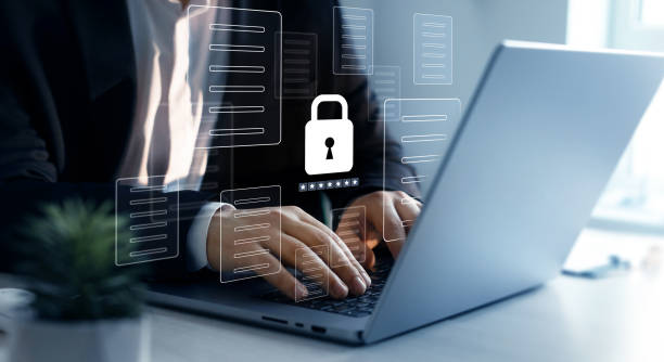 istock Title: Documents confidentiality,cyber security protection concept. Protecting herself from cyber attacks. Software for security, searching and managing corporate document and employee information 2180541700