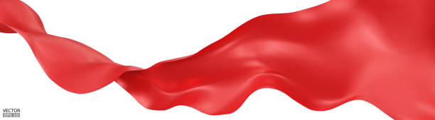 istock Flying red silk textile fabric flag background. Smooth elegant red Satin Isolated on white Background for grand opening ceremony. Red curtain. 3d vector illustration 2180543653