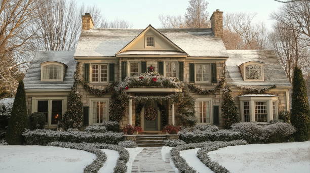 istock Snowy Home Decorated for Christmas 2180544707