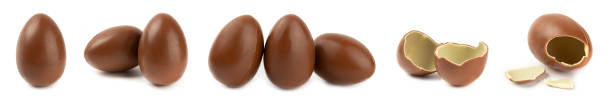 istock Easter chocolate bunny, chick and chocolate eggs isolated on white background. Chocolate eggs and other sweets. Easter celebration concept. Easter sweets on the table. Place for text. copy space. 2180553336