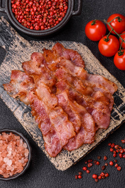 istock Delicious crispy bacon grilled with salt and spices 2180557919