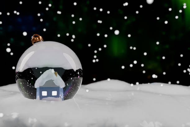 istock A snow globe featuring a cozy house, surrounded by falling snow, evoking a festive winter atmosphere. 3d rendering 2180559546