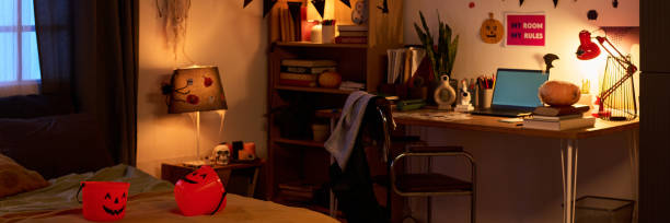istock Poorly lit interior of child bedroom 2180561255