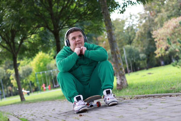 Public park young active man disability happy