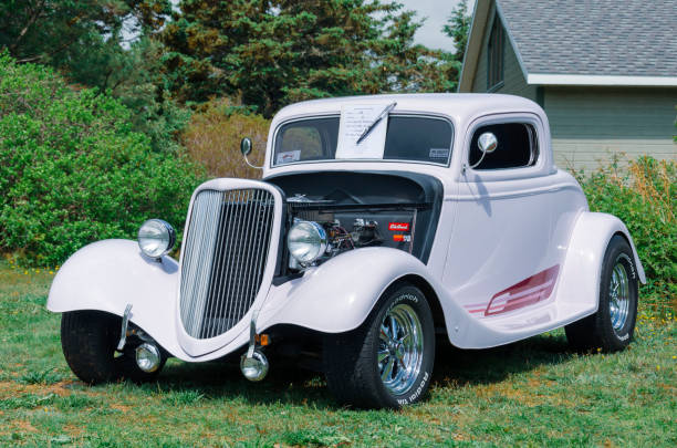 Chester, Nova Scotia, Canada - June 22, 2019 : 1934 Ford 3 window coupe hot rod, Annual Graves Island Car Show at Graves Island Provincial Park, Chester, Nova Scotia Canada.