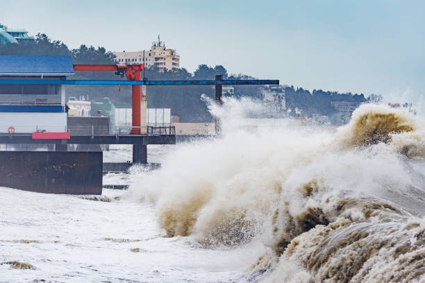 istock High sea waves at stormy weather. 2180569242