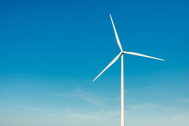 An outdoor power windmill turbine site