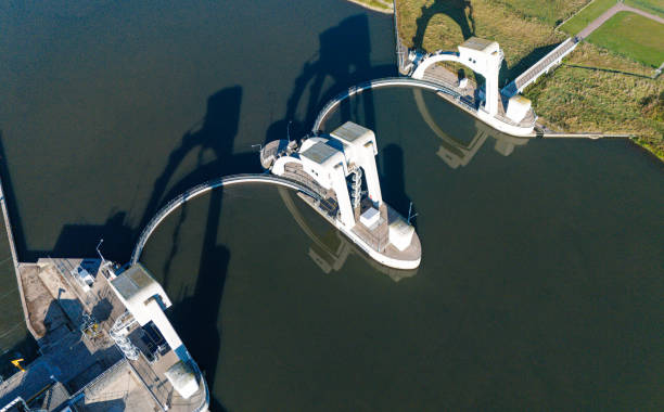 Aerial view of a hydroelectric power station
